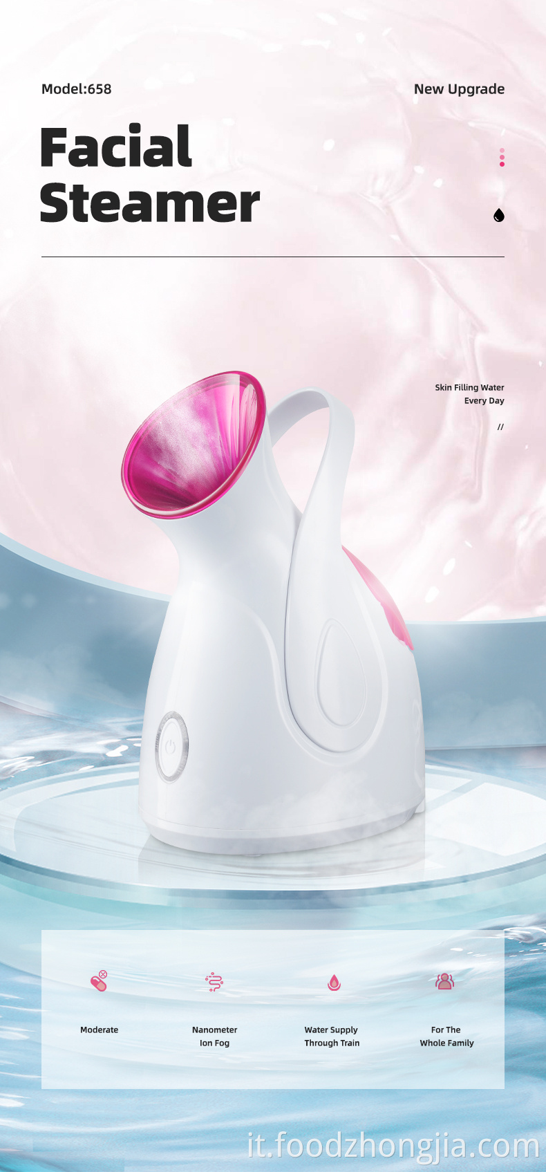 Mini nano nano nano a nebbia calda ionica professionale 3 in 1 piroscafo umidificatore di aromaterapia per la pulizia idratante per il viso